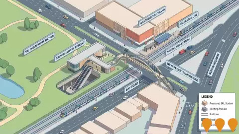 AI impression: Suburban Rail Loop East - Cheltenham Station, Transport & Logistics