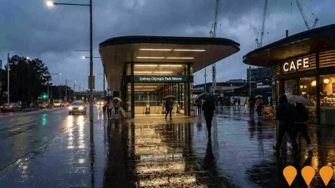 AI impression: Sydney Metro West - Sydney Olympic Park Station and Precinct, Transport & Logistics