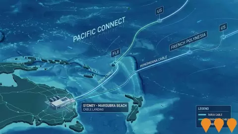 AI impression: Google Pacific Connect - Tabua and Honomoana Cable Landing Infrastructure, Telecommunications