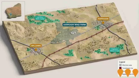 AI impression: Narrogin Wind Farm, Energy