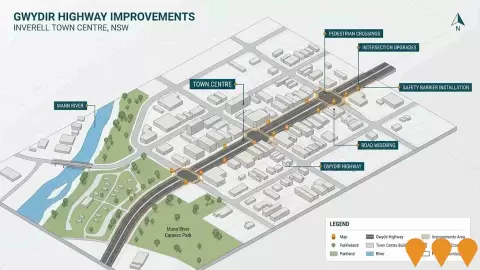 AI impression: Gwydir Highway Improvements, Inverell Town Centre, Transport & Logistics