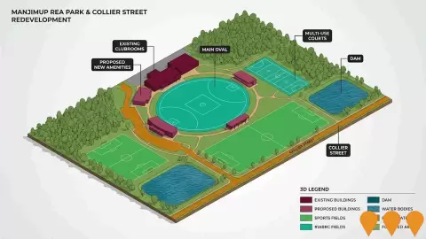 AI impression: Manjimup Rea Park & Collier Street Redevelopment, Sports & Recreation
