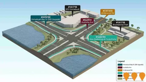 AI impression: Homebush Bay Drive and Australia Avenue Intersection Upgrade, Transport & Logistics