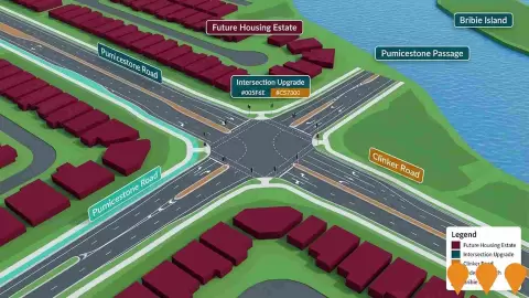 AI impression: Pumicestone Road and Clinker Road Intersection Upgrade, Transport & Logistics