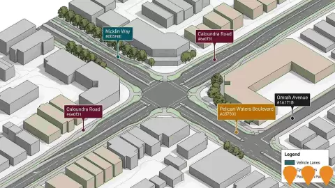 AI impression: Caloundra Road, Nicklin Way, Pelican Waters Boulevard Intersection Upgrade, Transport & Logistics
