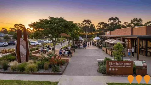 AI impression: Strathfieldsaye Town Square (Djayi balak garat), Communities, Precincts & Urban Renewal