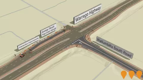 AI impression: Warrego Highway (Miles - Roma) and Wallumbilla South Road, intersection improvement, Transport & Logistics
