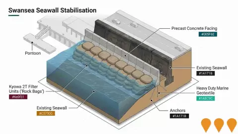 AI impression: Swansea Seawall Stabilisation, Environmental & Disaster Management