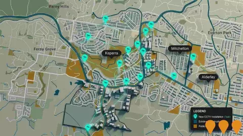 AI impression: CCTV Upgrades at Mitchelton, Keperra and Alderley, National Security