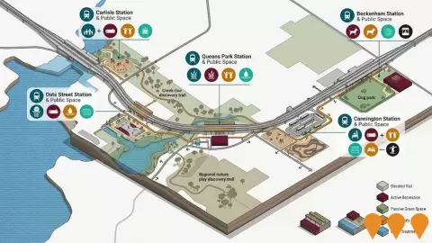 AI impression: METRONET New Beckenham Station & Level Crossing Removal, Transport & Logistics