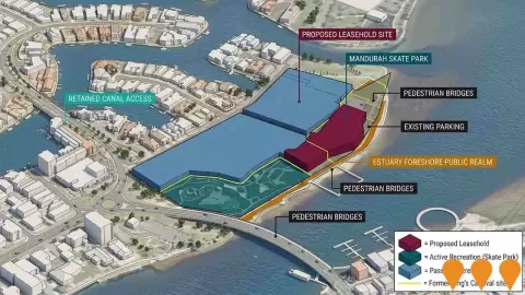 AI impression: Mandurah Western Foreshore Leisure Precinct and Commercial Site Development, Communities, Precincts & Urban Renewal